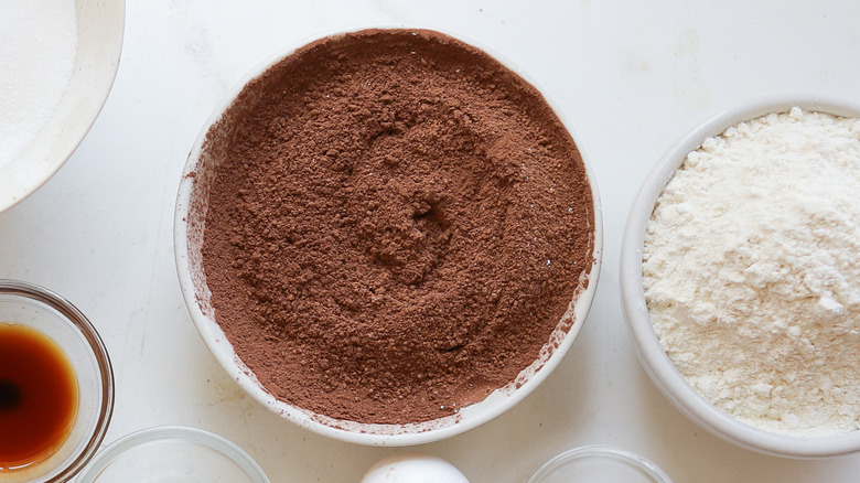 Bowl of cocoa powder