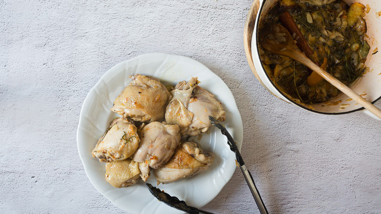 Chicken removed from rice pot