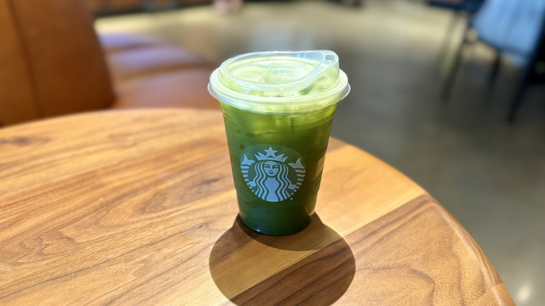 Iced Matcha Lemonade on a table