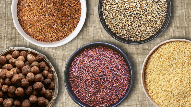 African grains in bowls