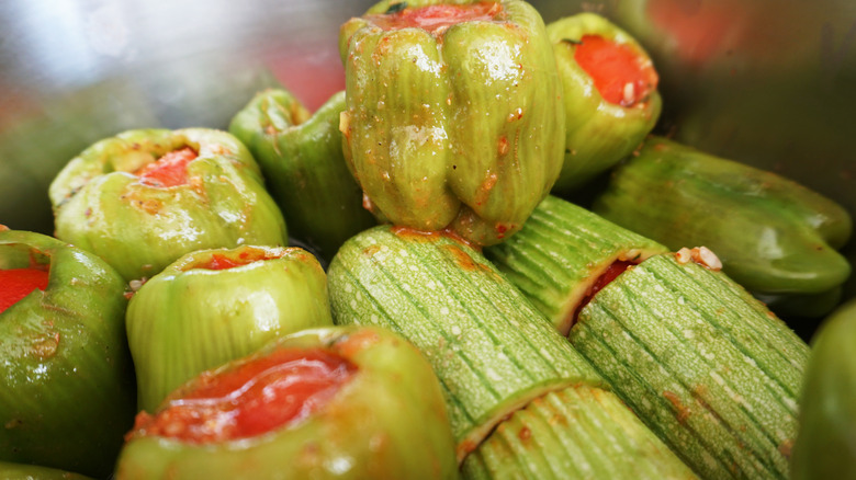 Stuffed green peppers and zucchini 