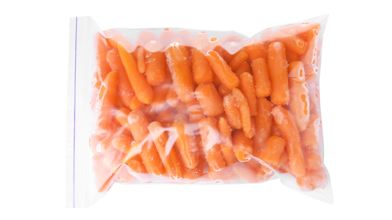 Packaged bag of baby carrots