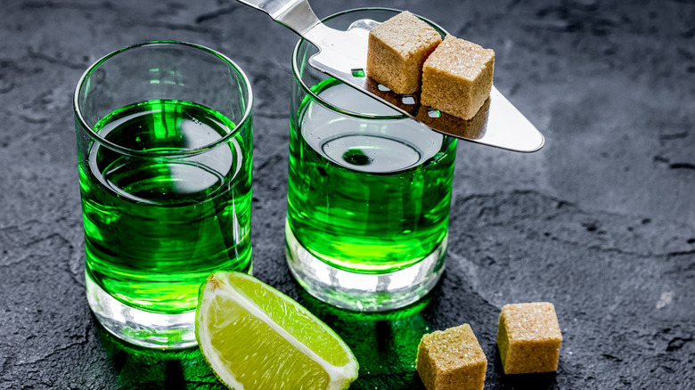 Absinthe with sugar cubes