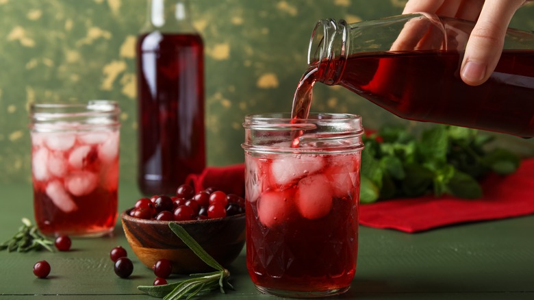 Cranberry juice in mason jar