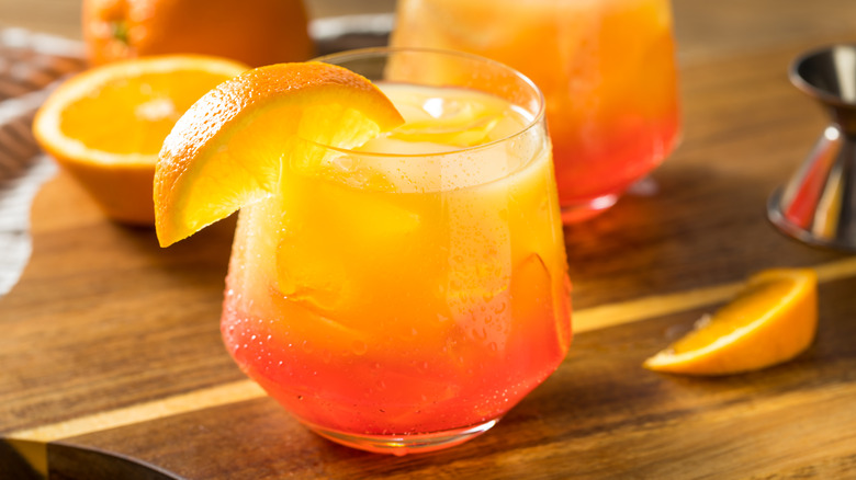 Tequila Sunrise Punch in a Glass