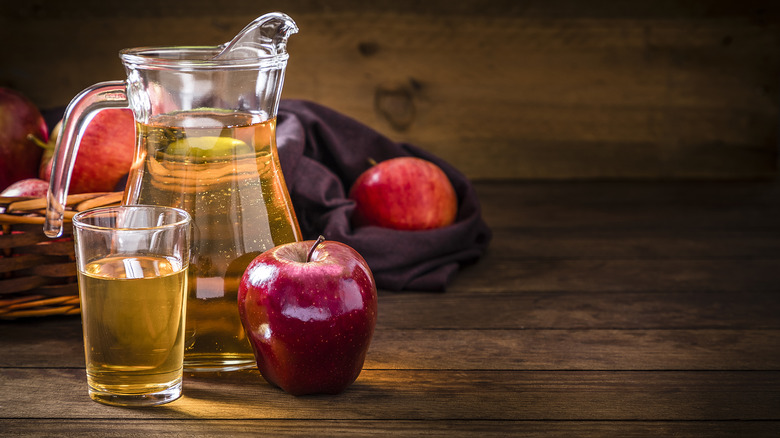 Apple juice glass and pitcher