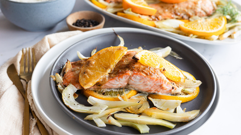 Salmon and orange fennel salad