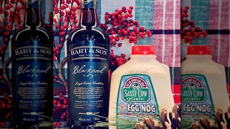 Bottles of rum and eggnog