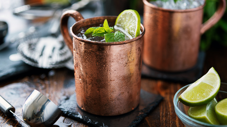 Mezcal Mule in copper mug