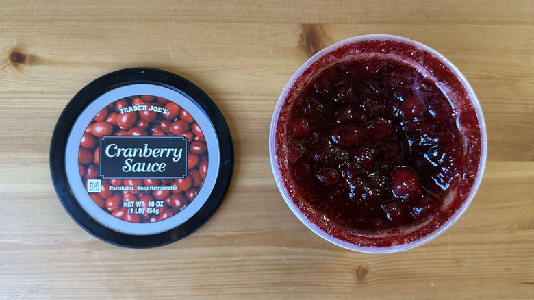 Tub of Trader Joe's cranberry sauce