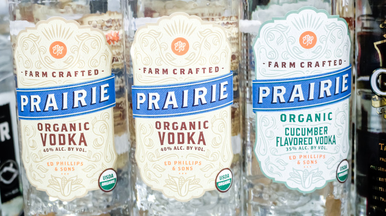 Three bottles of Prairie Vodka