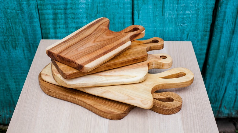 Stack of wooden cutting boards