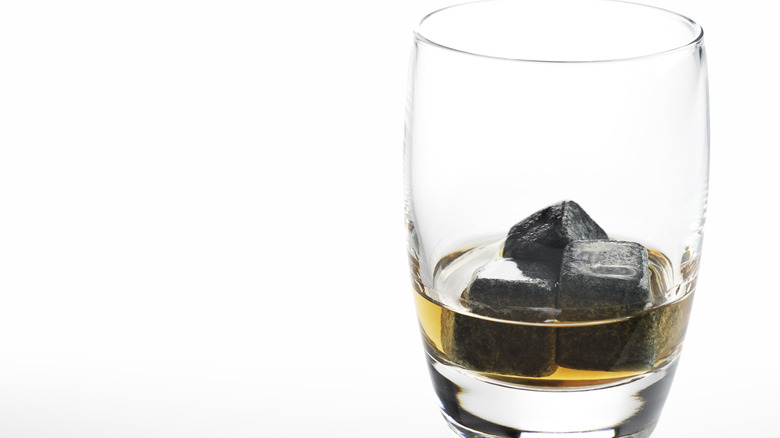 Whiskey on the rocks with whiskey stones