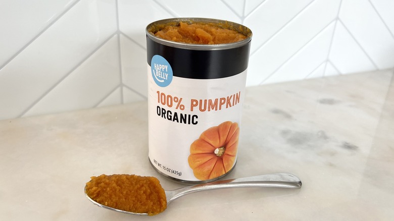 One can of pumpkin and spoon