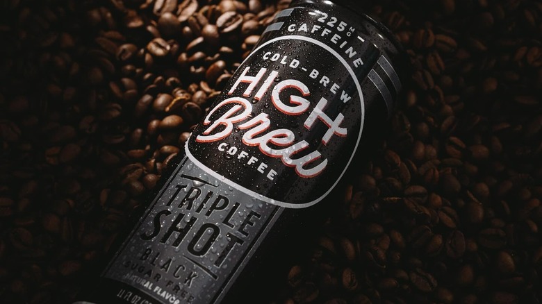 high brew triple shot can on coffee beans