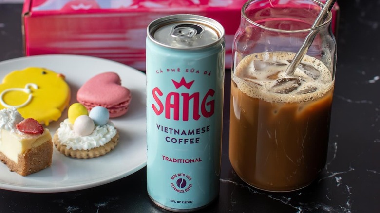 sang coffee can and iced coffee cup