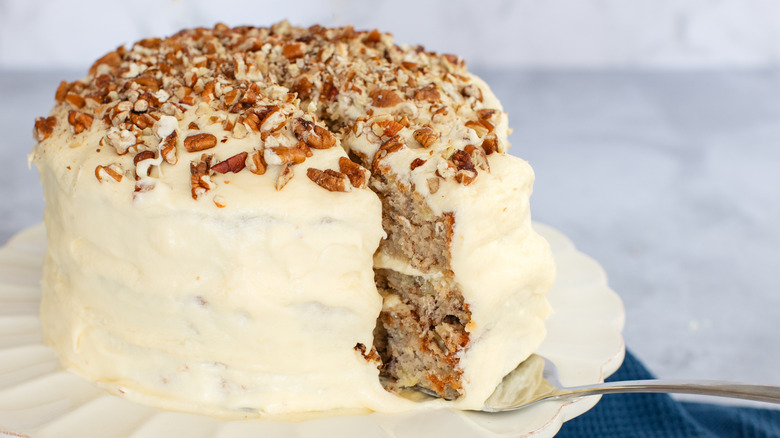 Cake topped with nuts