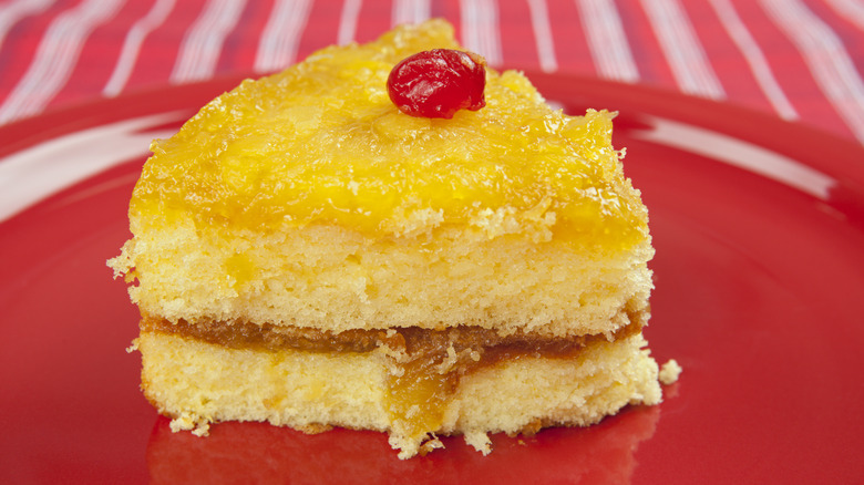 Slice of pineapple cake