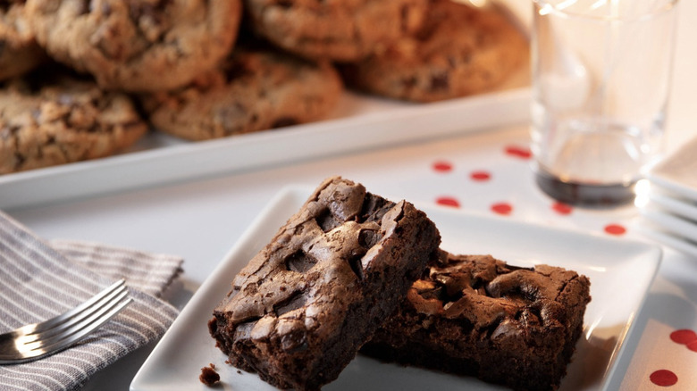 Close-up of brownies and cookies