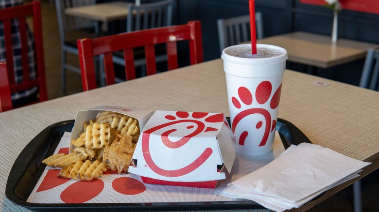 Tray of Chick-fil-A food 