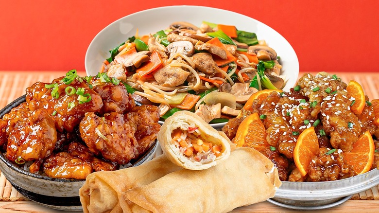 Assortment of Chinese American dishes