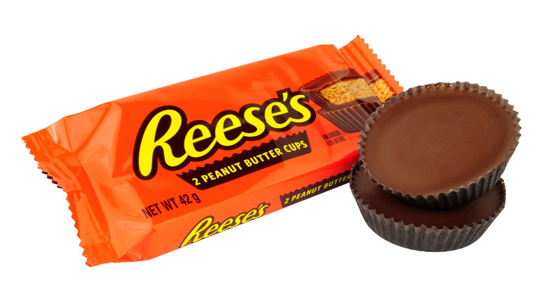 Reese's Peanut Butter Cups against white