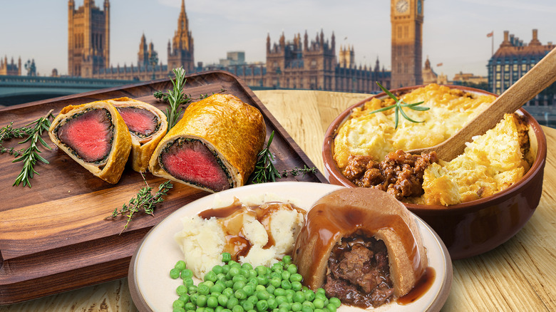 Various British steak-based dishes