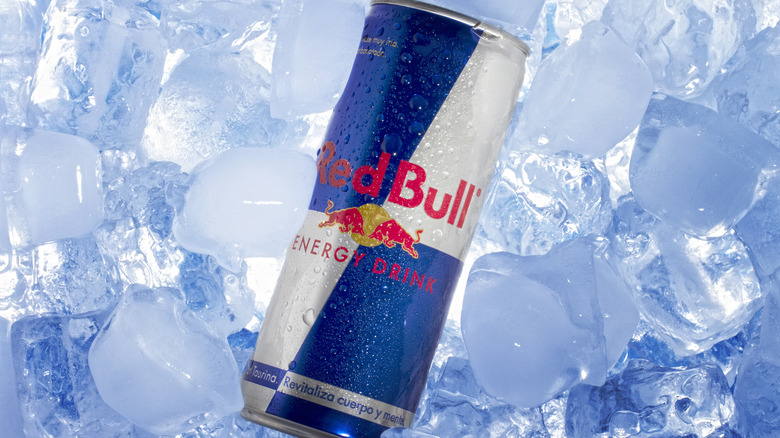 Can of Red Bull on ice