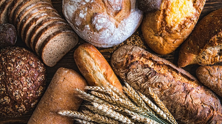 Array of artisan bread loaves