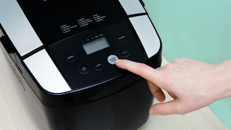 Buttons on bread making machine