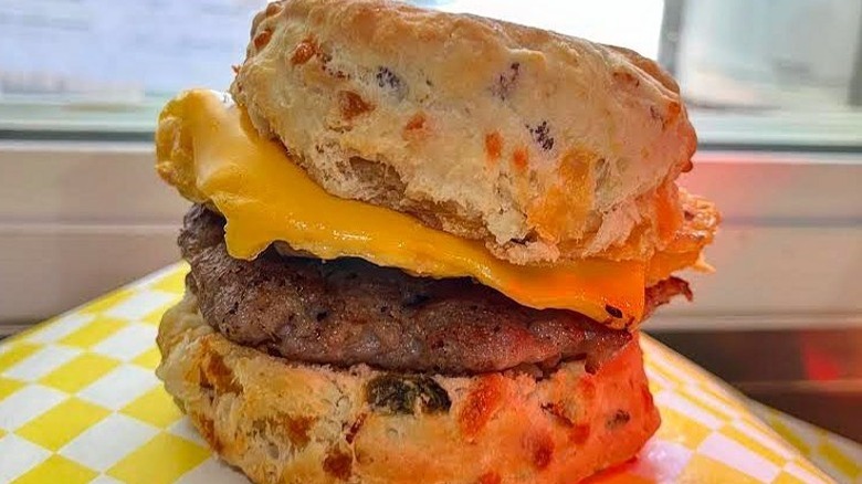 Cheddar Jalapeño biscuit sandwich 