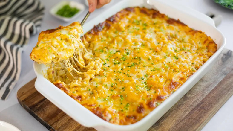 Mac and cheese in baking dish