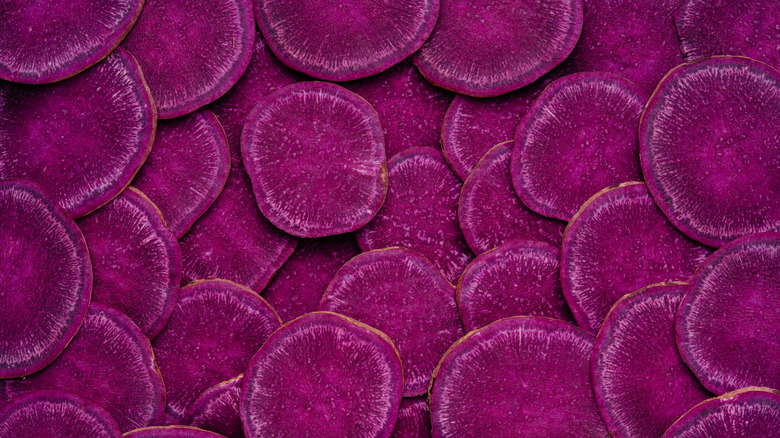 sliced purple sweet potatoes