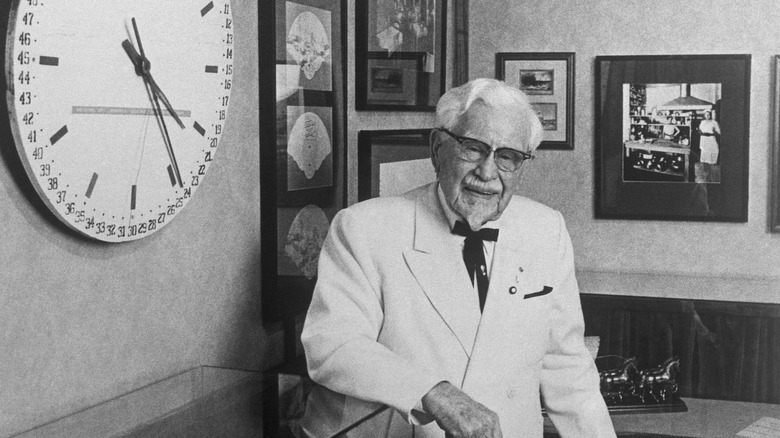 Black and white photo of Colonel Harland Sanders