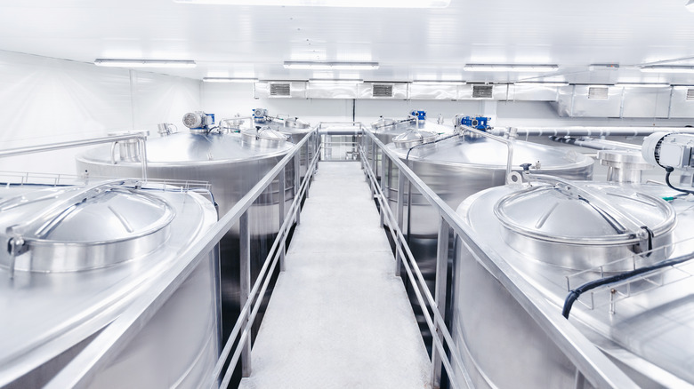 Fermentation tanks in dairy plant