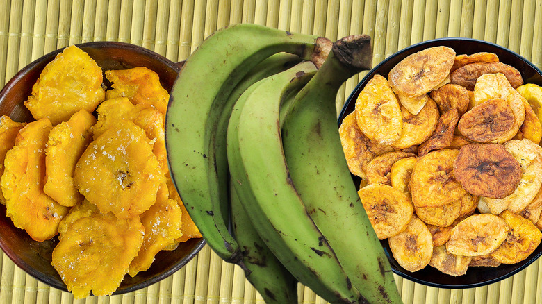 whole and sliced plantains