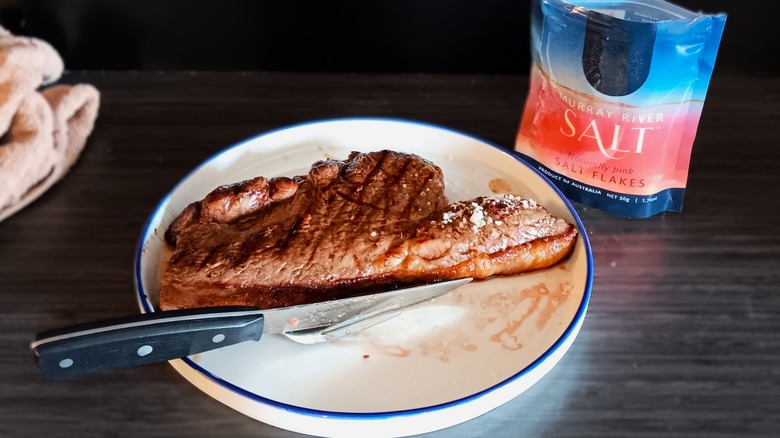 Murray River salt flakes on steak