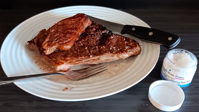 fleur de sel on steak