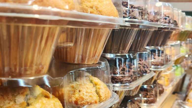 Grocery store muffins in containers