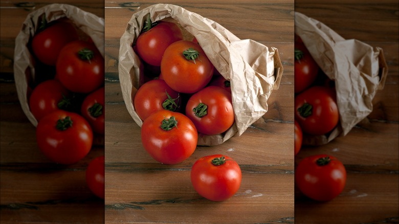 Tomatoes in paper bag