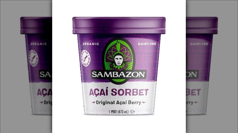 container of Sambazon açaí sorbet