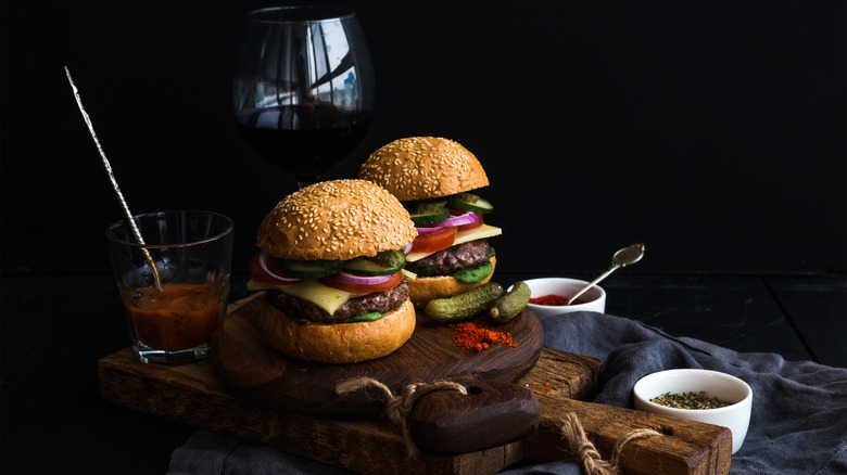 burgers and wine