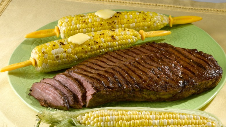 London broil with corn cobs