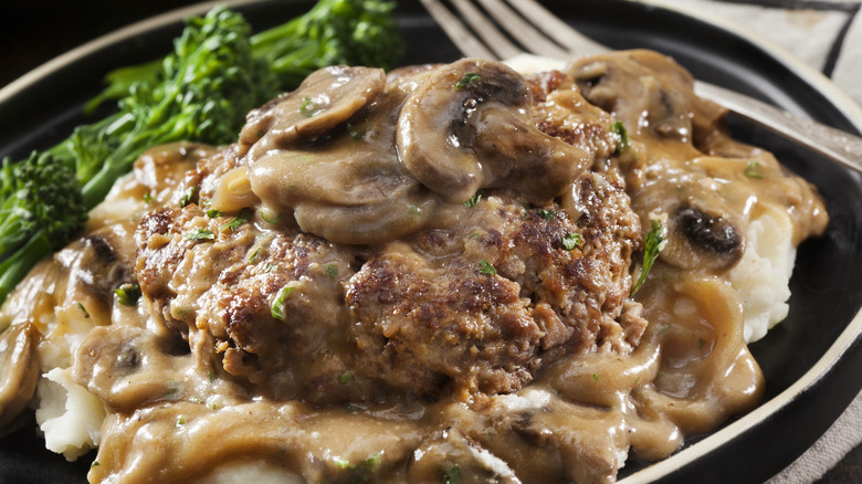 Salisbury steak on plate