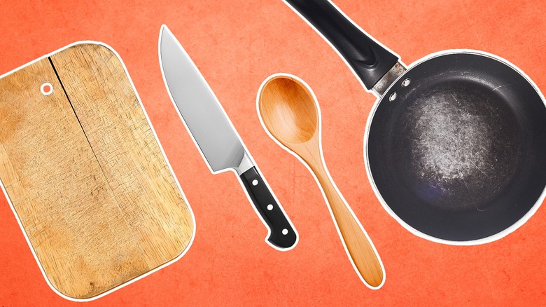Composite image featuring various kitchen goods
