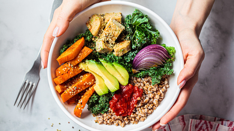 Salad bowl with avocado