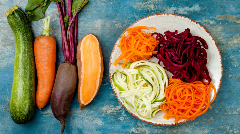 Ribbons of various vegetables