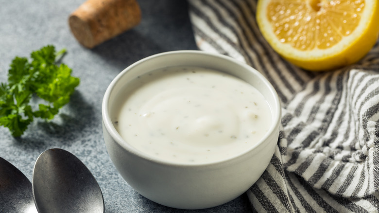 Small bowl of ranch dressing