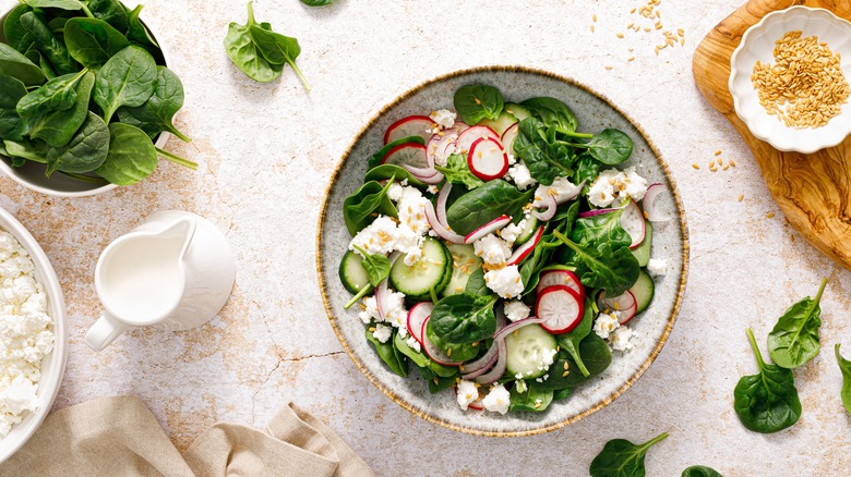 Salad and condensed milk dressing