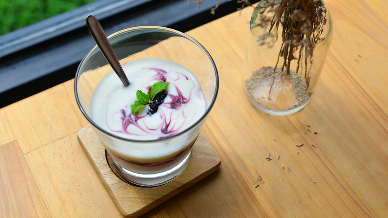 Glass of yoghurt and berries